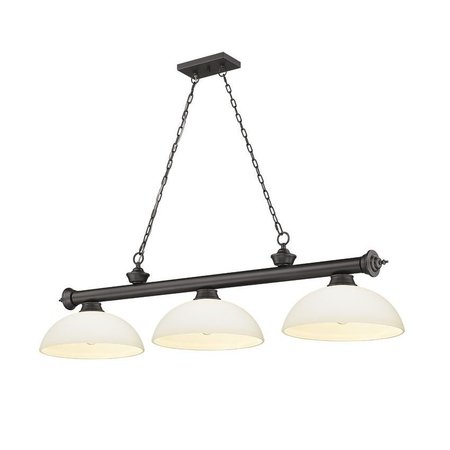 Z-LITE Cordon 3 Light Billiard, Bronze & Matte Opal 2306-3BRZ-DMO14